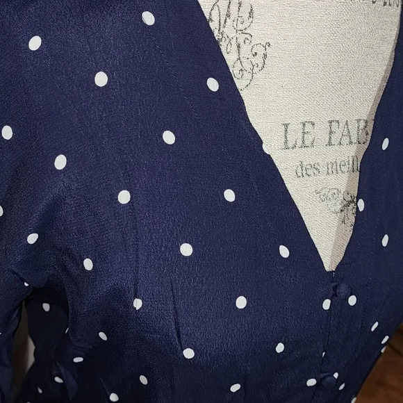 Rails Womens‎ Navy Blue Polka Dot Sloane Blouse XS - Picture 3 of 5
